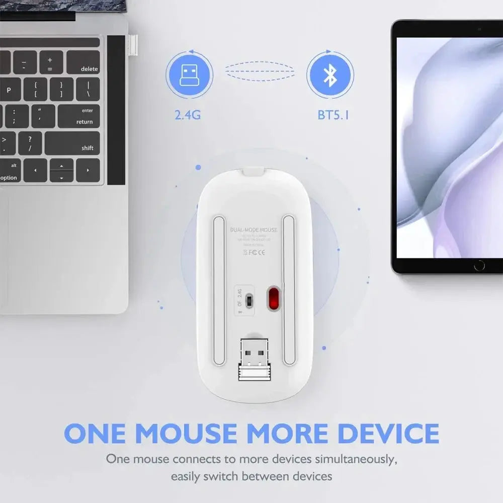 Wireless Mouse Rechargeable Silent LED Backlit Mice PC Laptop Computer Mous 2.4Ghz Receiver Bluetooth Dual Mode Optical Mice No BrandLK