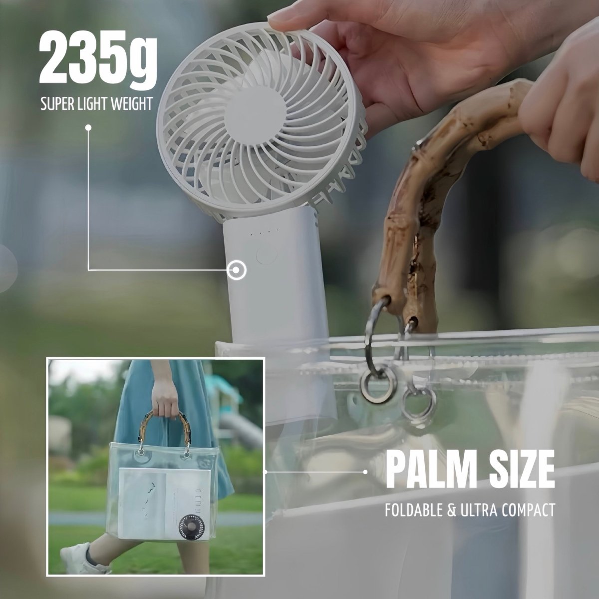 2-in-1 Portable High-speed Cooling Mini Fan with Power Bank, Foldable