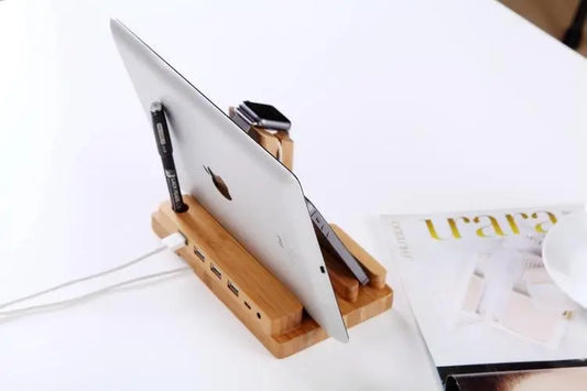 Bamboo Docking Station With 4 USB Port Fuchsia Molly