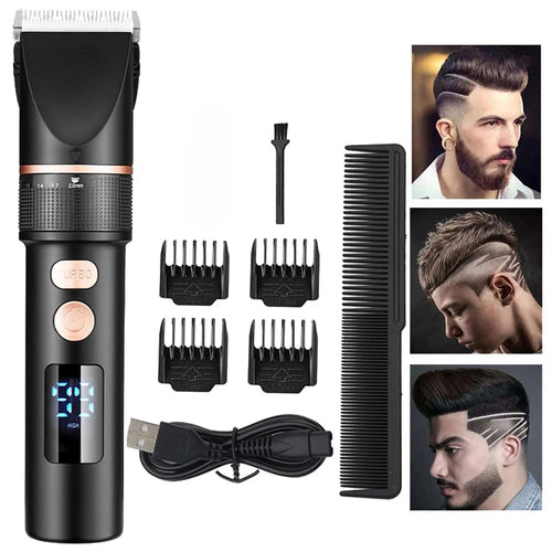 Men's Electric Hair Clipper Rechargeable Hair Cutter Stainless Steel