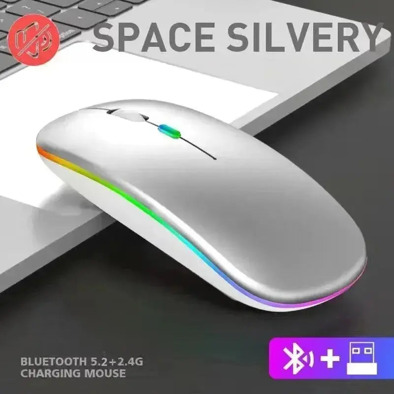 Wireless Mouse Rechargeable Silent LED Backlit Mice PC Laptop Computer Mous 2.4Ghz Receiver Bluetooth Dual Mode Optical Mice No BrandLK