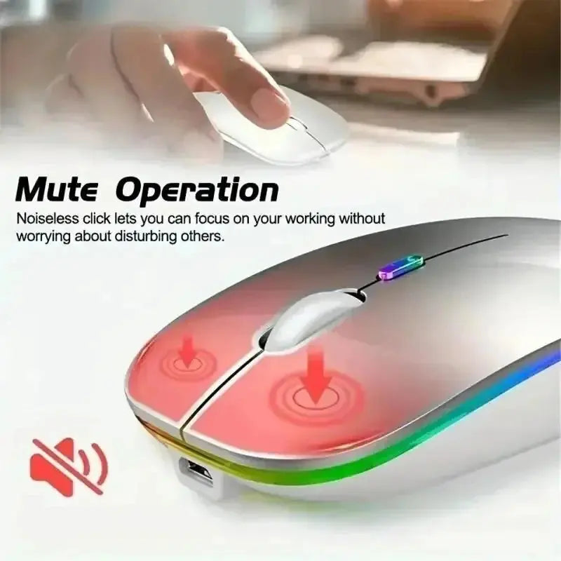 Wireless Mouse Rechargeable Silent LED Backlit Mice PC Laptop Computer Mous 2.4Ghz Receiver Bluetooth Dual Mode Optical Mice No BrandLK