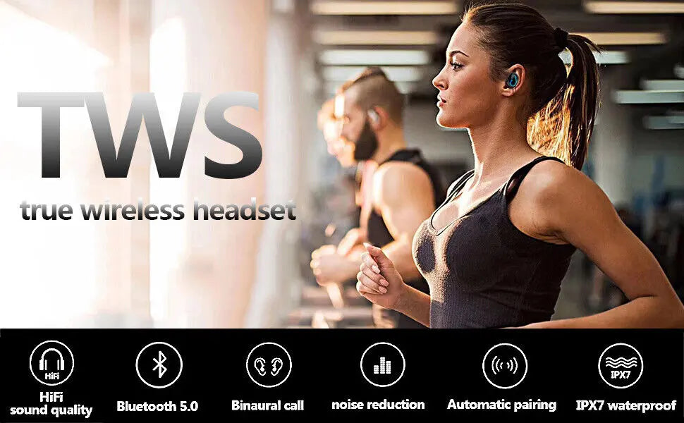 Bluetooth 5.1 Headset TWS Wireless Earphones Mini Earbuds Stereo Puce Gaia