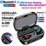 Bluetooth 5.1 Headset TWS Wireless Earphones Mini Earbuds Stereo Puce Gaia