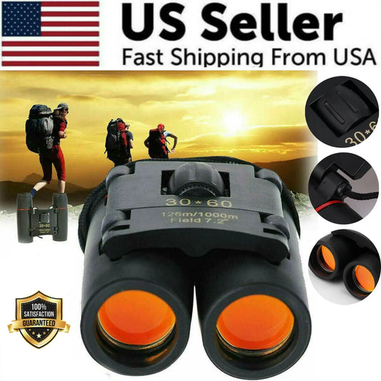 Binoculars 30x60 Zoom Outdoor Travel Compact Folding Telescope Hunting Puce Gaia