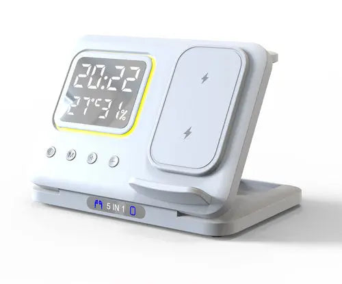 15W Wireless Chargers Stand 5 In1 LED Digital Alarm Clock Fast