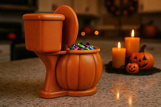 Halloween Toilet Bowl Pumpkin Candy Dish – Airbrushed Resin