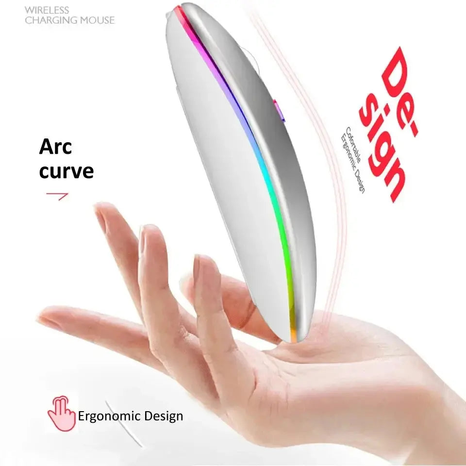 Wireless Mouse Rechargeable Silent LED Backlit Mice PC Laptop Computer Mous 2.4Ghz Receiver Bluetooth Dual Mode Optical Mice No BrandLK
