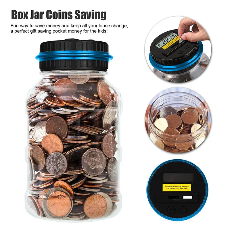 Digital Coin Counting Money Saving Box LCD Display Teal Simba
