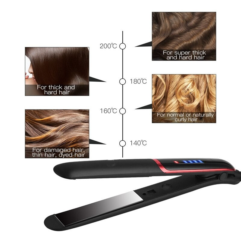 Ceramic Hair Straightener Electric Hair Curler Flat Iron LED Display