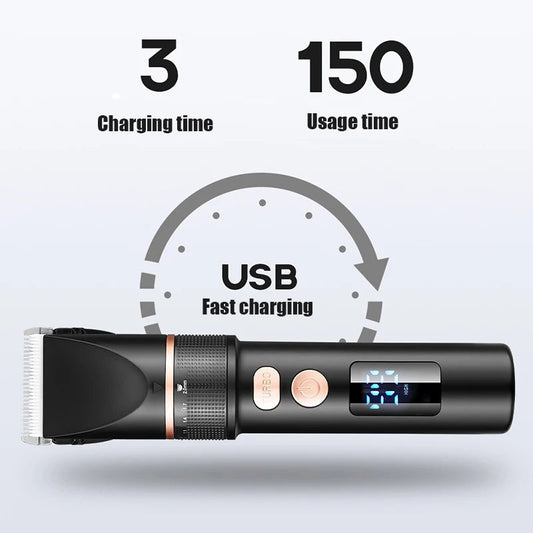 Men's Electric Hair Clipper Rechargeable Hair Cutter Stainless Steel