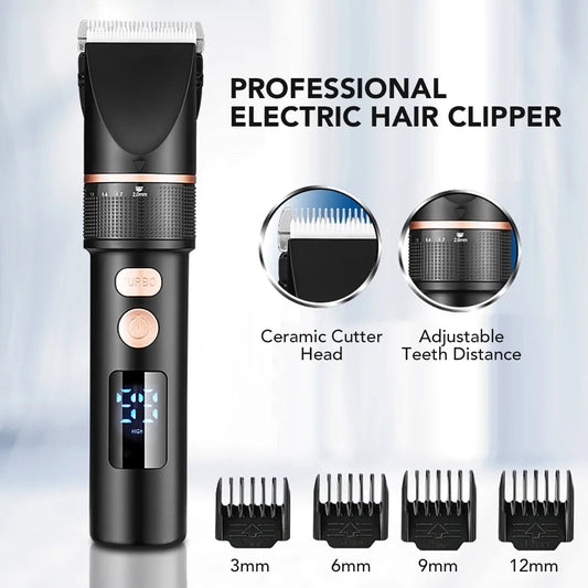 Men's Electric Hair Clipper Rechargeable Hair Cutter Stainless Steel