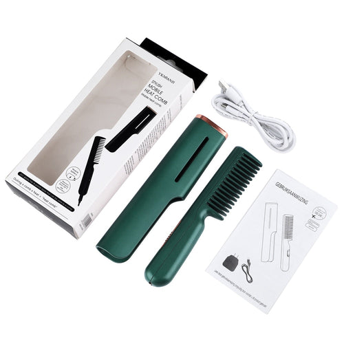 2-in-1 Hair Straightener Tourmaline Ceramic Hair Curler Brush Hair