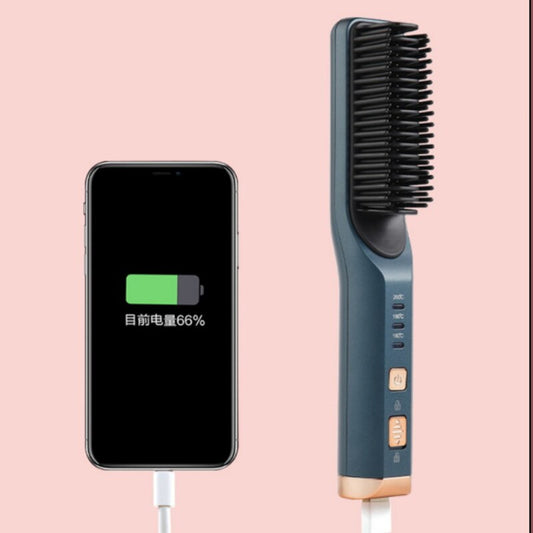 Portable Hair Straightener Curling Wireless Ion Comb USB Charge