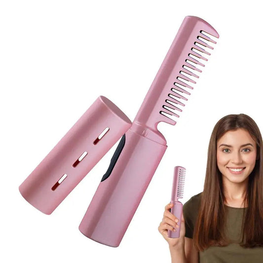 Curly Hair Straightener Iron Comb Cordless USB Charging Mini Hair