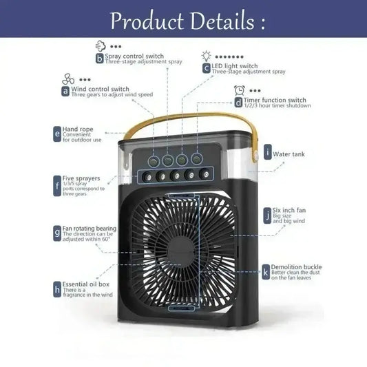 Air Cooler 3-in-1 Portable Fan Humidifier with LED Night Light No BrandLK