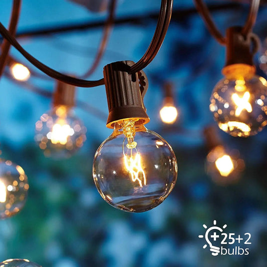 String Lights Globe 25ft 25 Edison Incasdescent G40 Bulbs