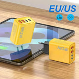 4 Port USB Charger Total 120W Type C Fast Charge Mobile Phone Adapter For iPhone Samsung Xiaomi Huawei Quick Charge Wall Charger No BrandLK