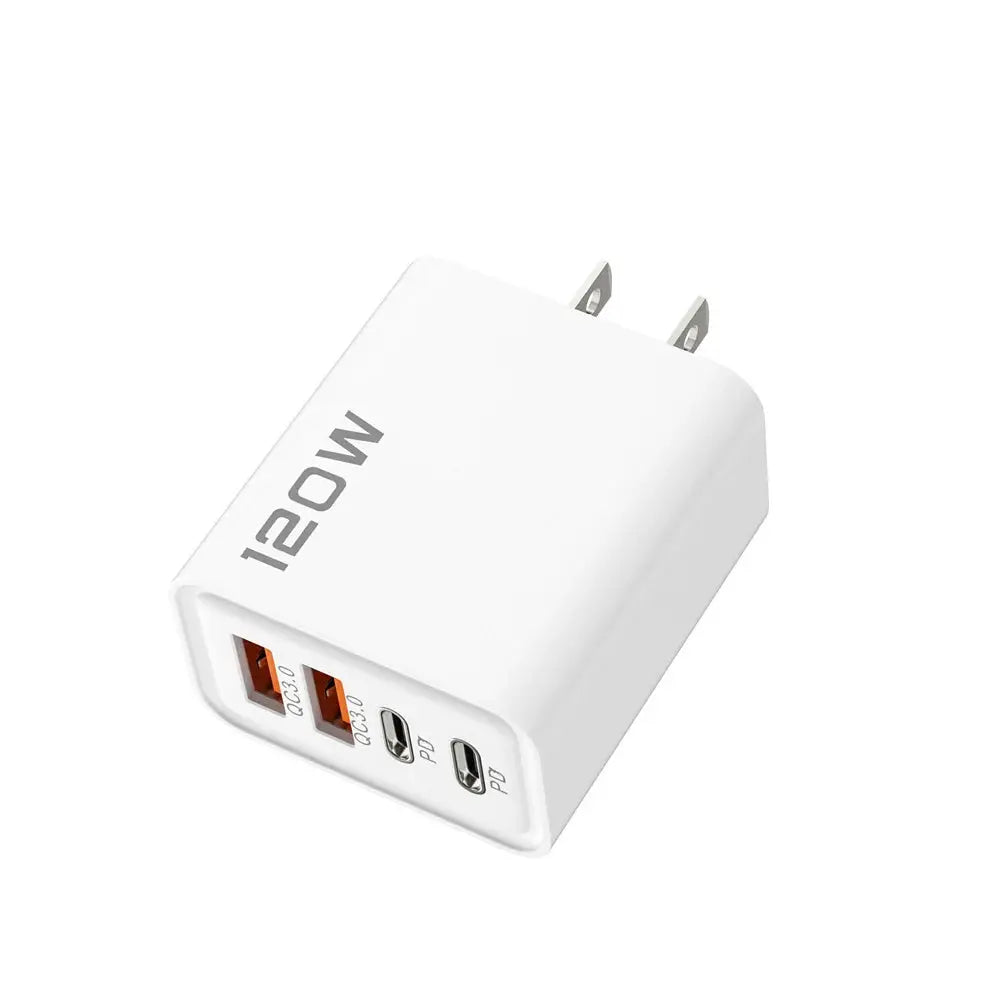 4 Port USB Charger Total 120W Type C Fast Charge Mobile Phone Adapter For iPhone Samsung Xiaomi Huawei Quick Charge Wall Charger No BrandLK