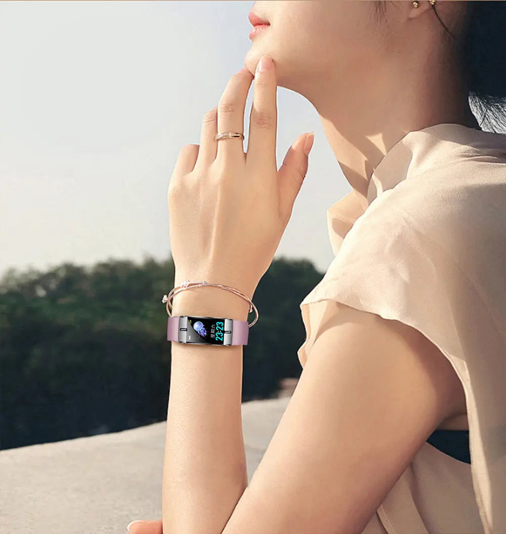 Blood Pressure Heart Rate Exercise Pedometer Smart Bracelet Maroon Asteria