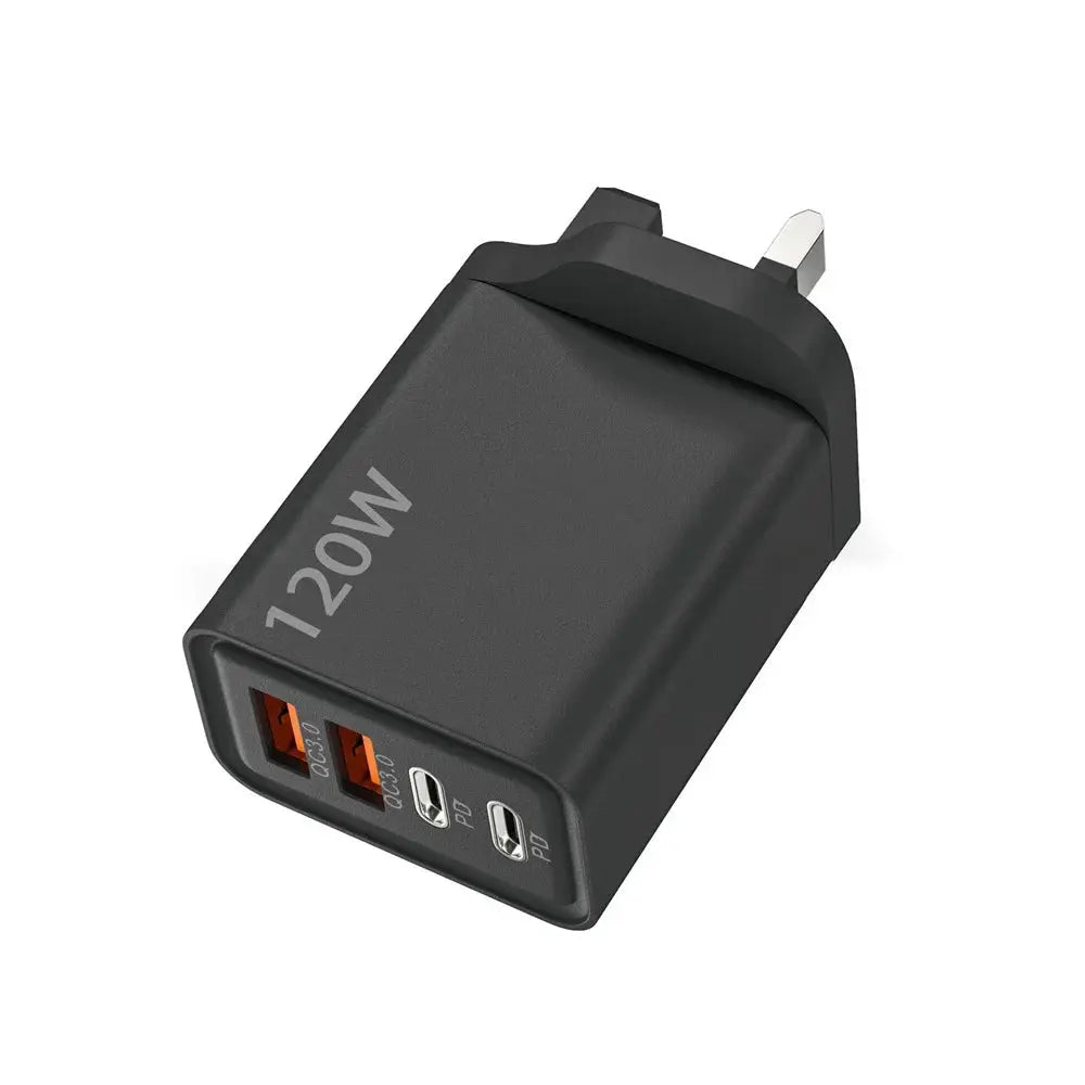 4 Port USB Charger Total 120W Type C Fast Charge Mobile Phone Adapter For iPhone Samsung Xiaomi Huawei Quick Charge Wall Charger No BrandLK