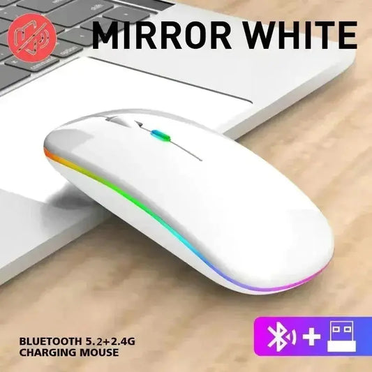 Wireless Mouse Rechargeable Silent LED Backlit Mice PC Laptop Computer Mous 2.4Ghz Receiver Bluetooth Dual Mode Optical Mice No BrandLK