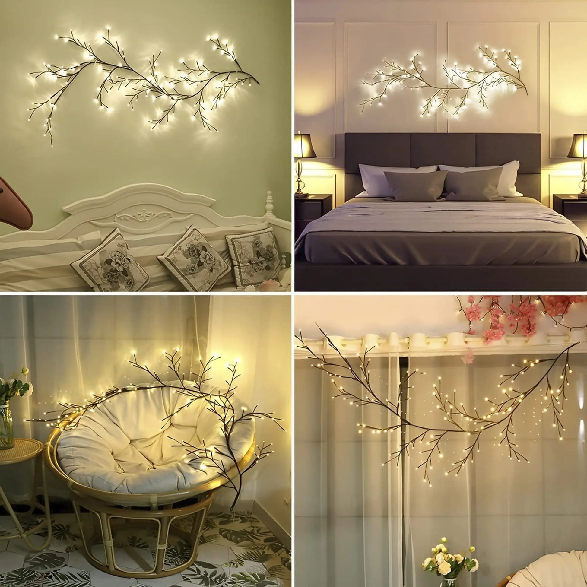 7.55 ft 144 LED USB Flexible Branch Wall Lights Indoor Decor for 