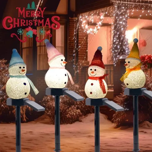 Solar Outdoor Decor Light Christmas Snowman Decoration Stake light 