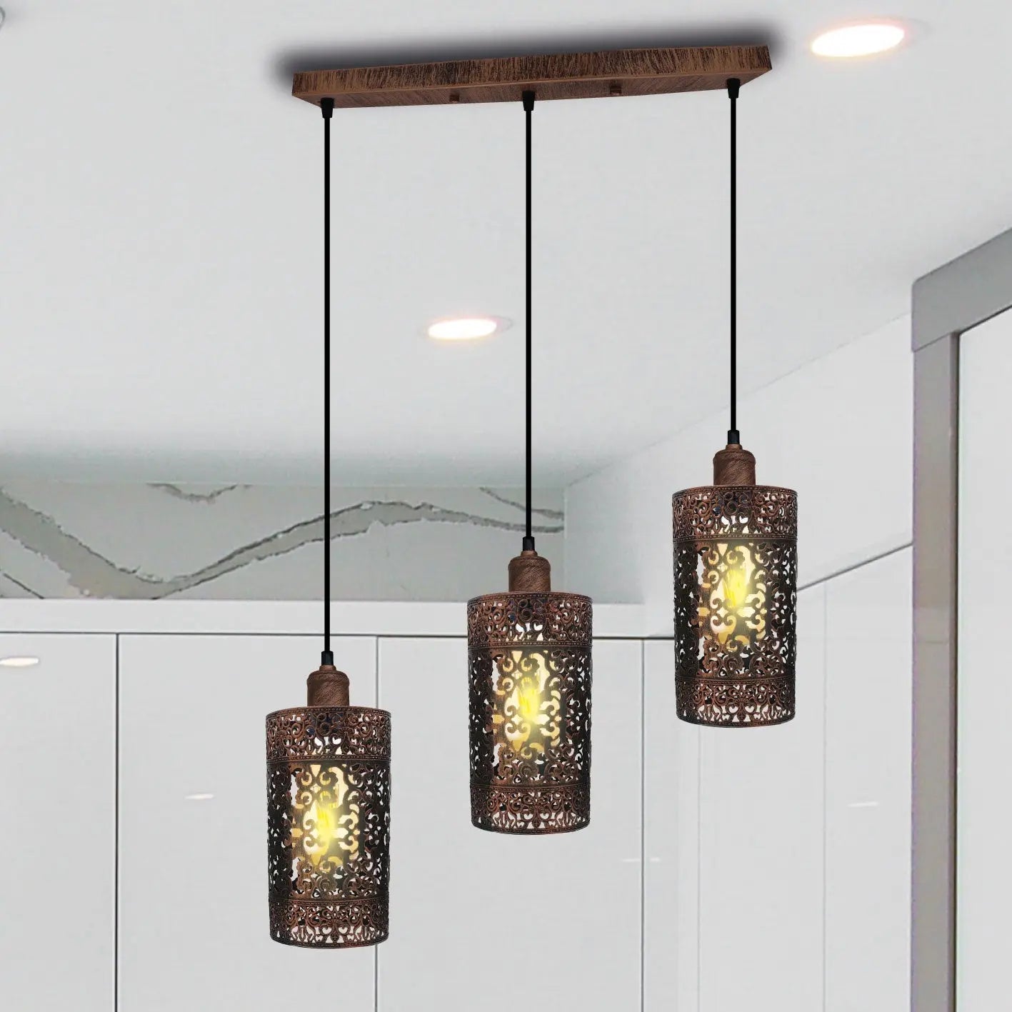 Industrial Vintage Retro 3 Way Rectangle Drum Cylinder Rustic Red Cage 