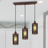 Industrial Vintage Retro 3 Way Rectangle Drum Cylinder Rustic Red Cage 