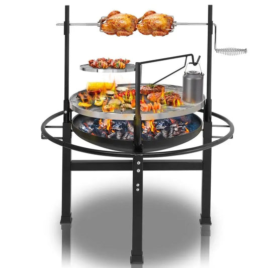 Round Black Iron Spray Coated Grill Crimson Medea