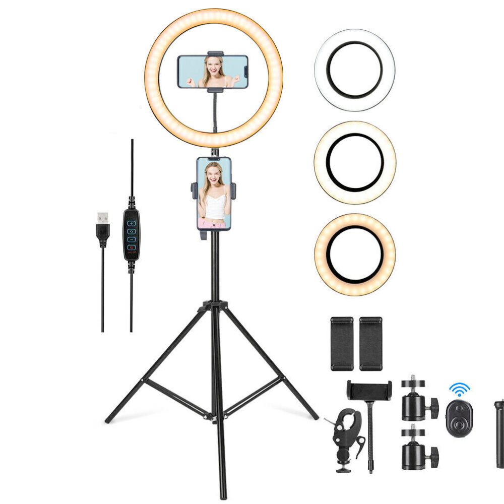 LED Ring Light With Phone Tripod Stand Kit 10" 