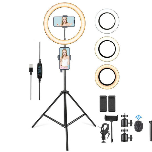 LED Ring Light With Phone Tripod Stand Kit 10" 