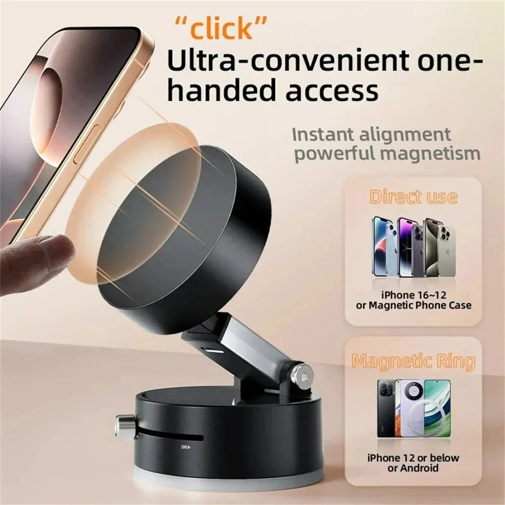Foldable Phone Stand Strong Magnetic Car Phone Holder Dashboard Phone Holder 360° Rotating Vacuum Suction Cup GPS Bracket in Car 