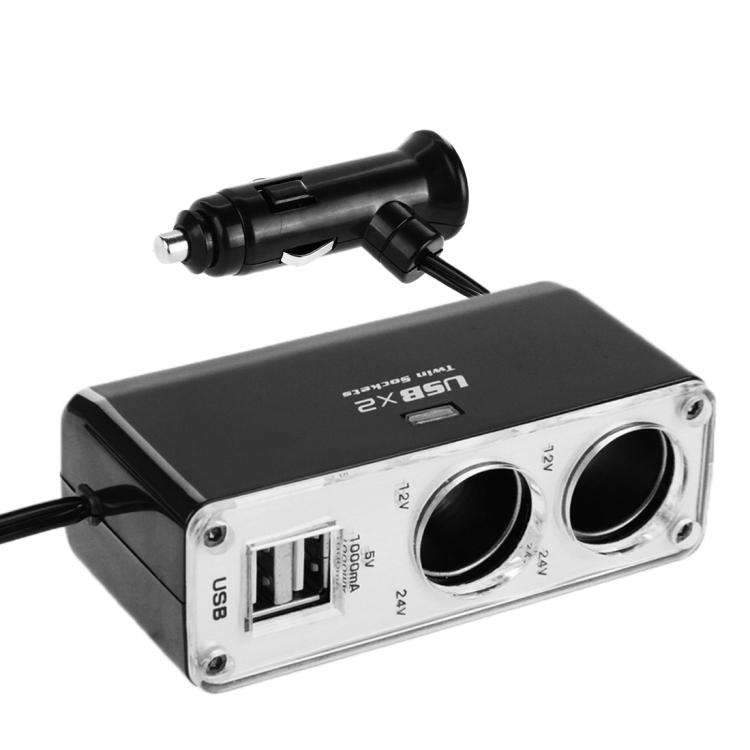 AMZER 2-Socket Cigarette Lighter Adapter 12/24V Car Power Output 