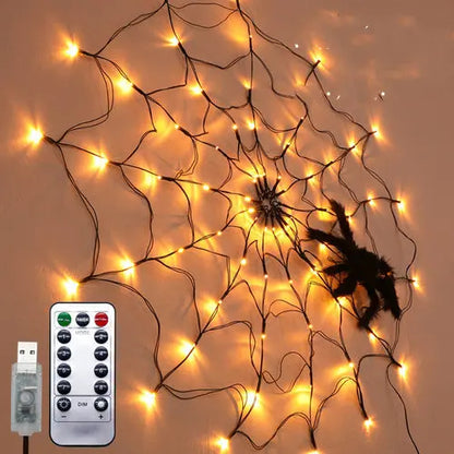Halloween Led Spider Web String Light 5v Remote Control 
