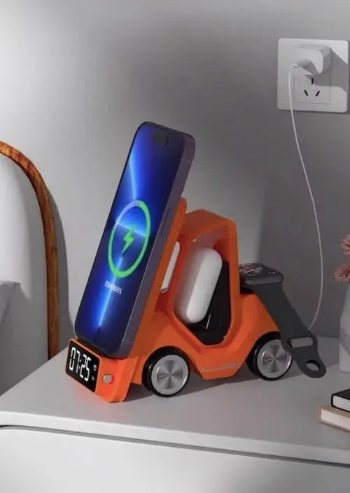 4 in 1 Forklift Fast Wireless Charging Station Dock for iPhone, 