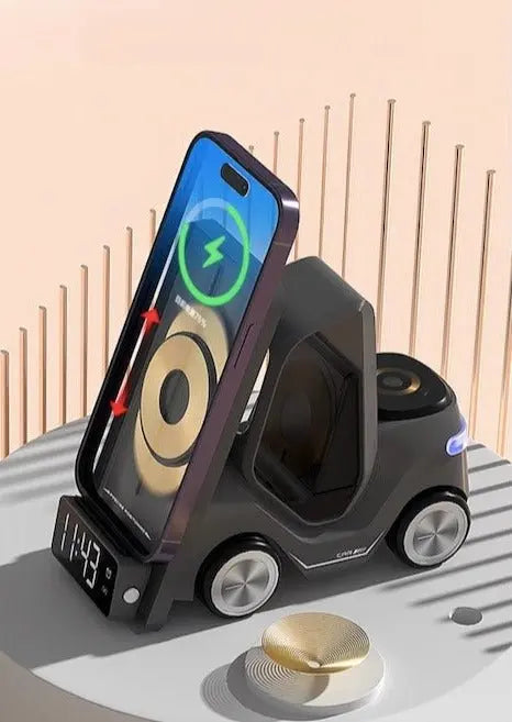 4 in 1 Forklift Fast Wireless Charging Station Dock for iPhone, 