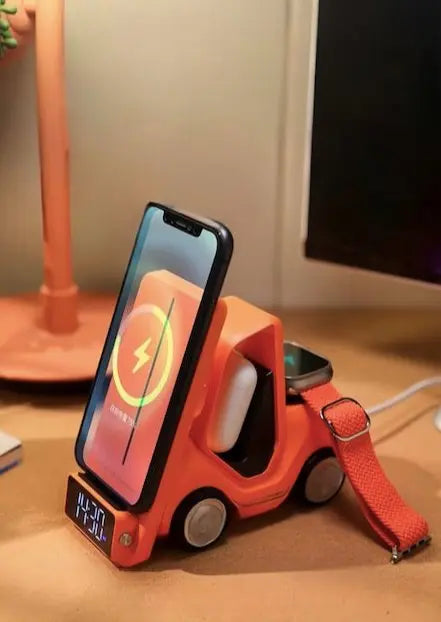 4 in 1 Forklift Fast Wireless Charging Station Dock for iPhone, 