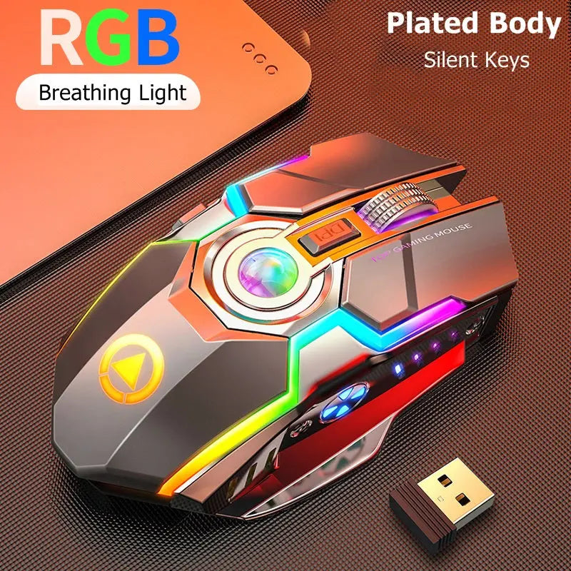 Color Wireless Gaming RGB Rechargeable Mute Button Mouse 