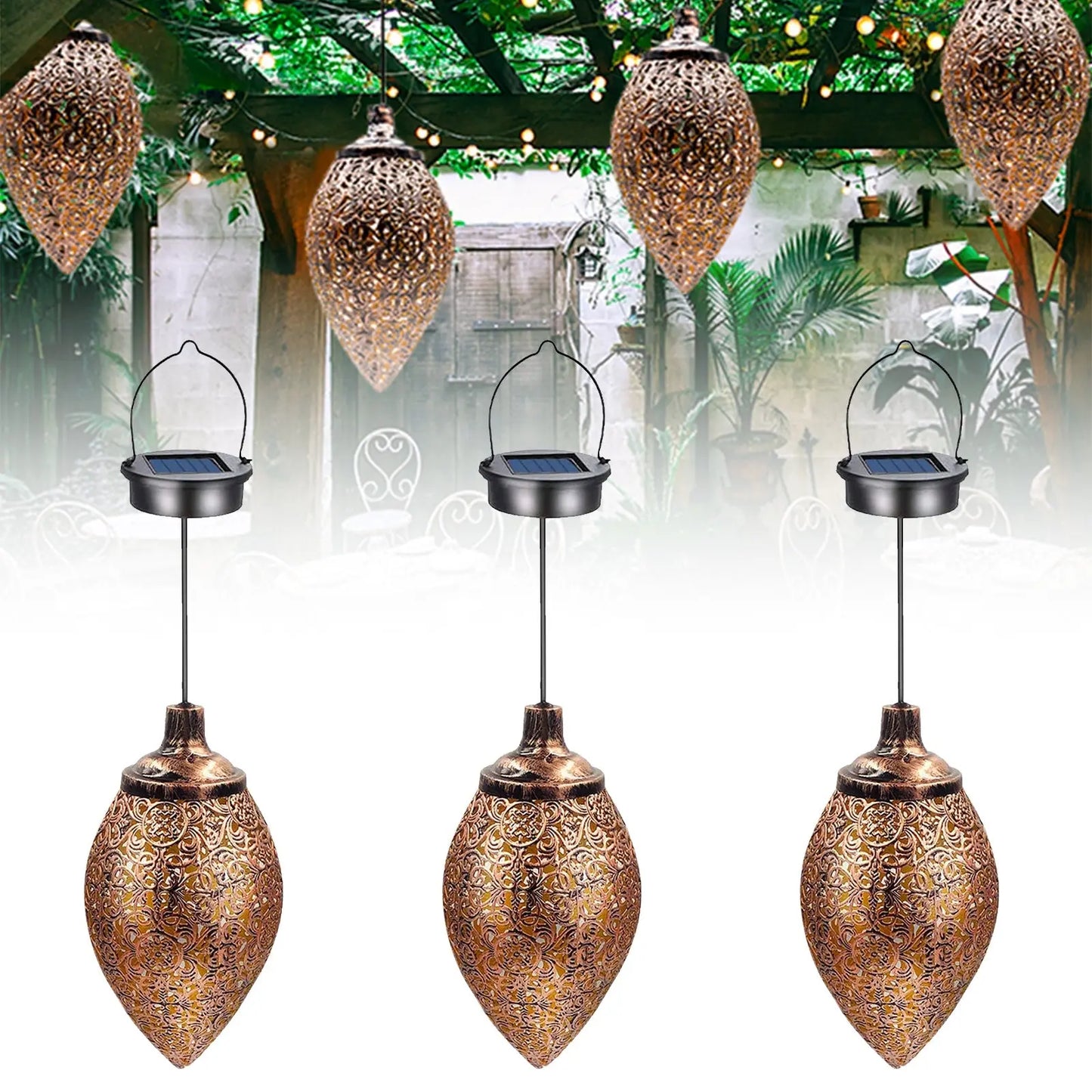 Solar Light LED Lantern Garland Waterproof Hanging Outdoor Fairy Light 