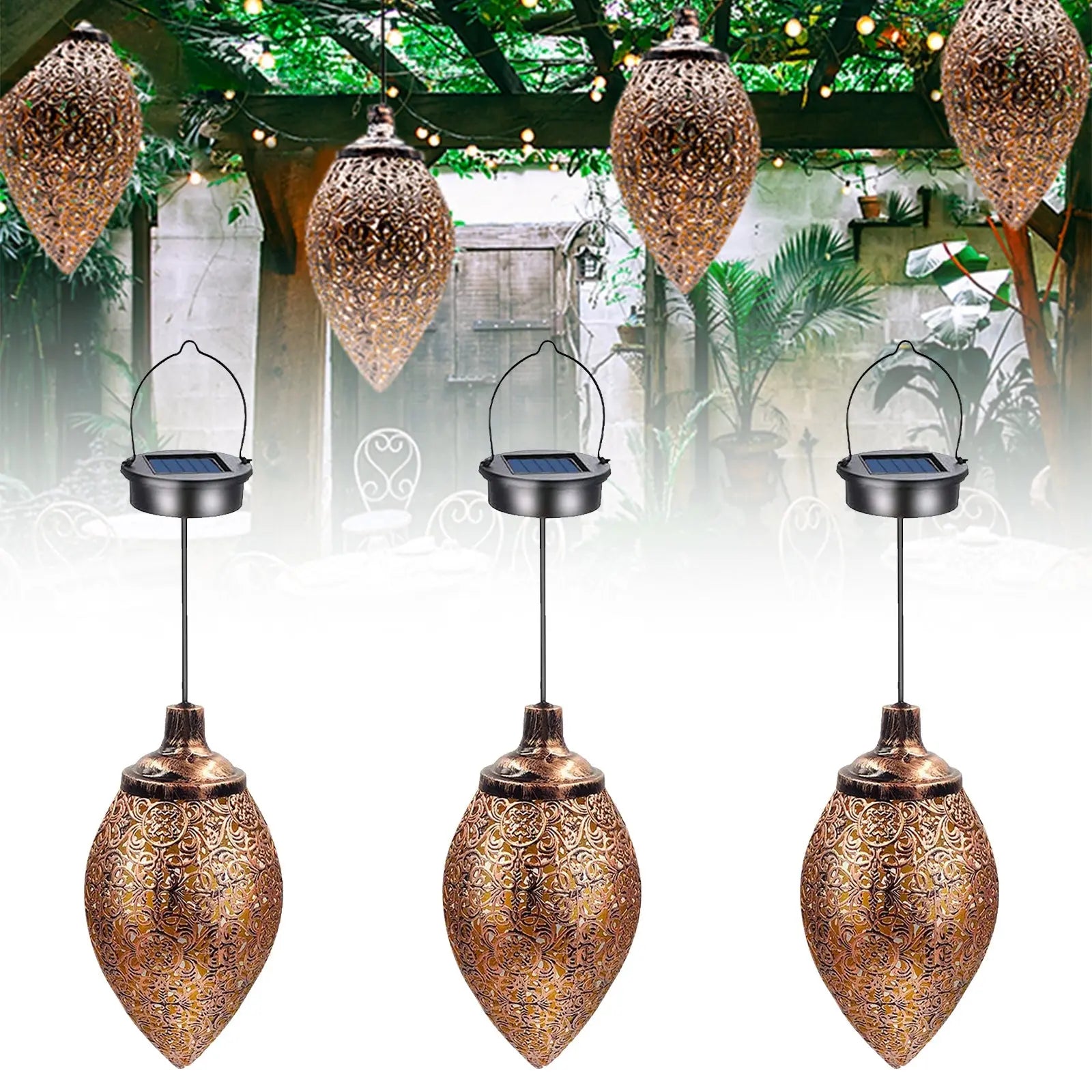 Solar Light LED Lantern Garland Waterproof Hanging Outdoor Fairy Light 