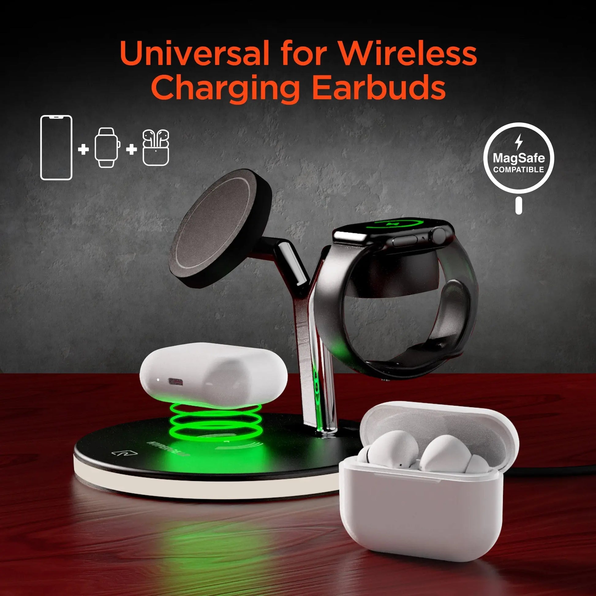 HyperGear MaxCharge 3-in-1 MagSafe Wireless Charging Stand for Phones 