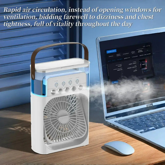 Spray fan portable household three in one small air cooler, 7-color LED night light, 5-hole humidifier, 1-3 hour timer - Portable Evaporative Coolers | Buy Home & Garden Online at No BrandLK