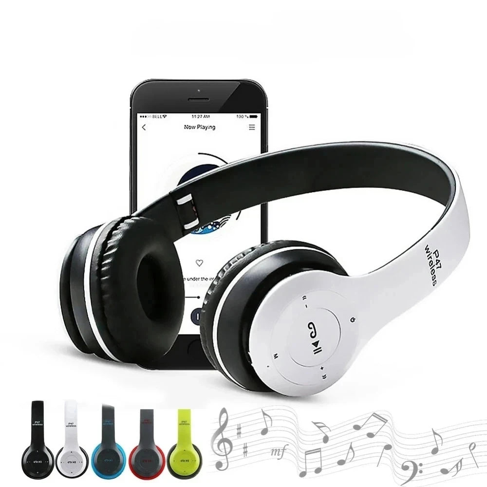 Foldable P47 Wireless Bluetooth 50 Headphones HIFI Stereo Bass Earphones for Music Gaming Kids Girls Smartphone Audio Device - 