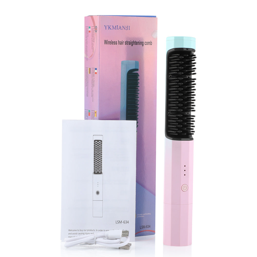 Straightening Comb Rechargeable Hair Wireless Straightener Curler 