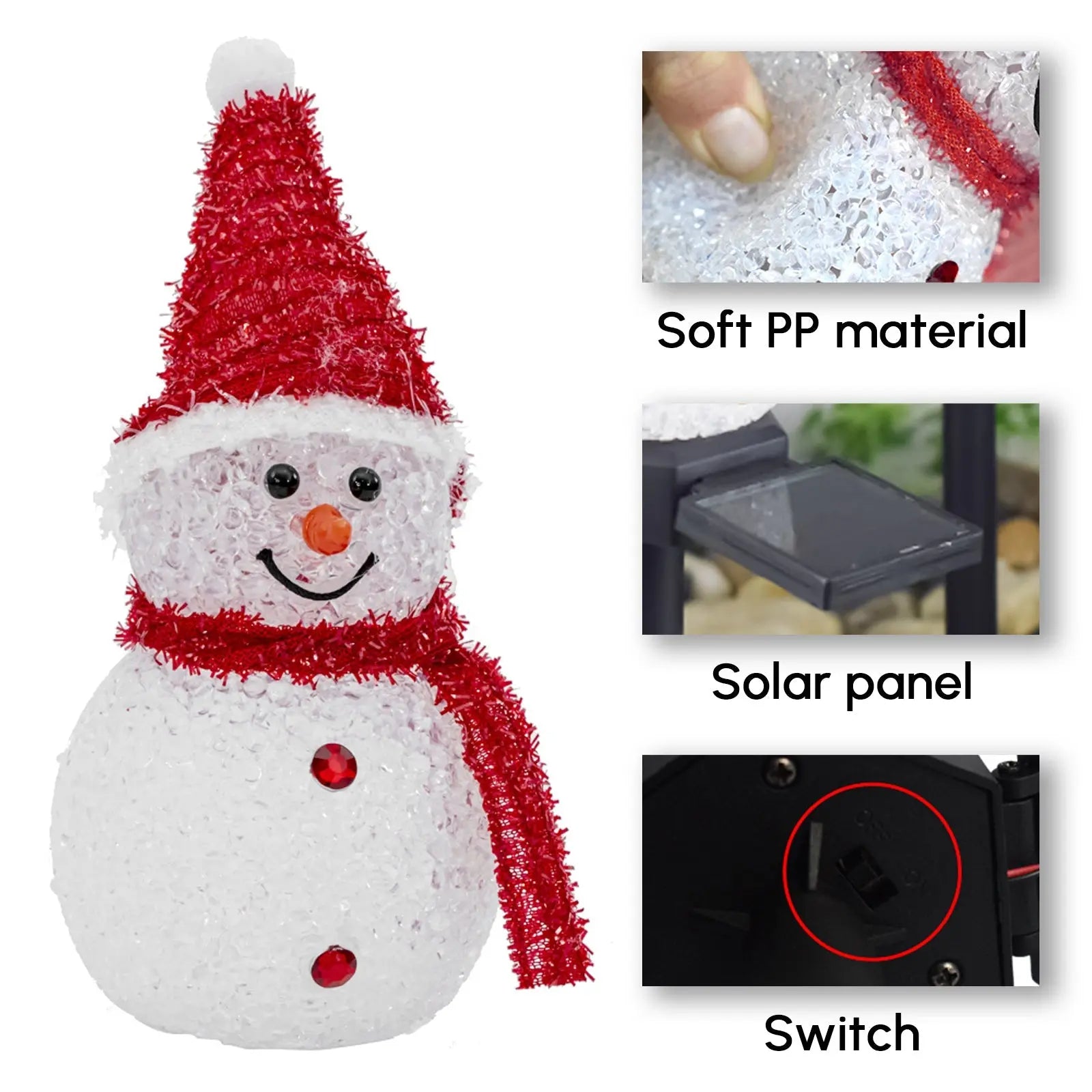 Solar Outdoor Decor Light Christmas Snowman Decoration Stake light 