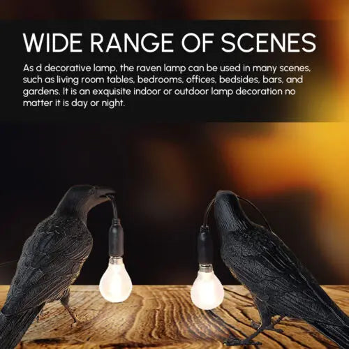 Raven Desk Lamp Halloween Decoration Crow Light for Halloween Decor 