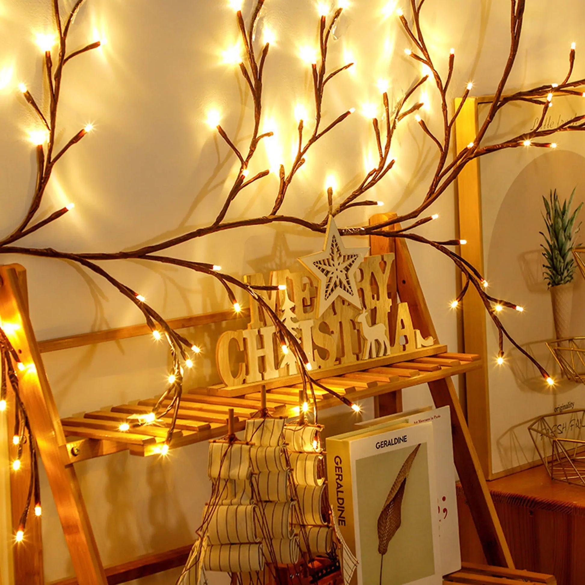 7.55 ft 144 LED USB Flexible Branch Wall Lights Indoor Decor for 