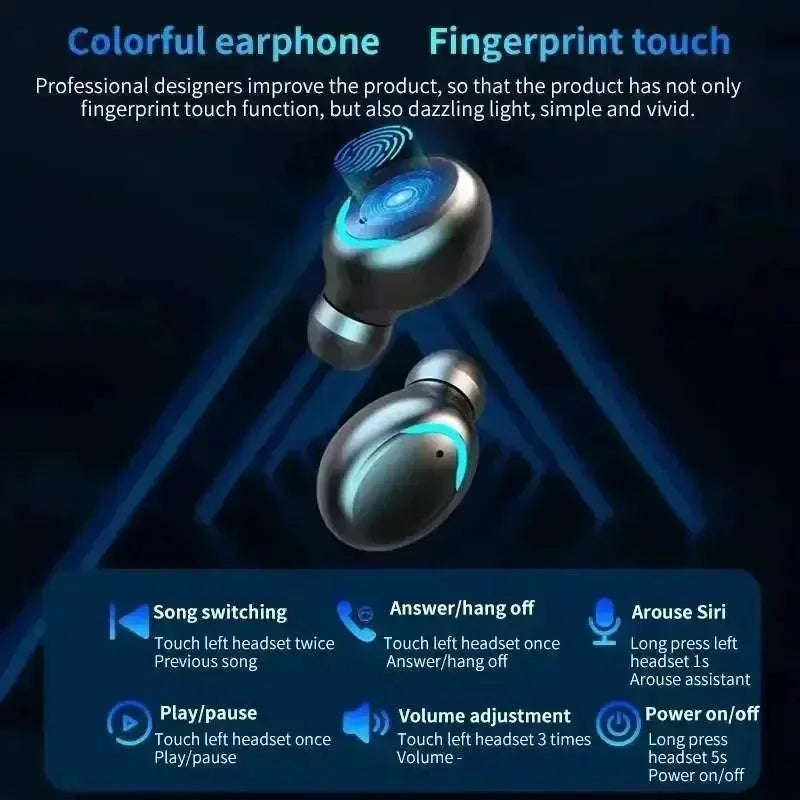 TWS F9-5 Earphone Bluetooth Earphones Wireless Headphones Hifi Stereo Sports Earbuds Headset Hearing Aids With Mic Handfree No BrandLK